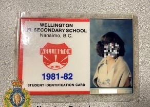 Wellington Jr Secondary ID from 1981, face blurred 